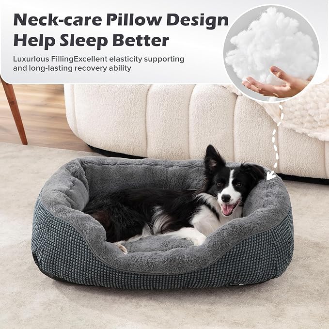Dog Bed Medium Size, Orthopedic Warming Soft Calming Sleeping Puppy Bed Durable Pet Bed with Anti-Slip Bottom M(30"x24"x9")