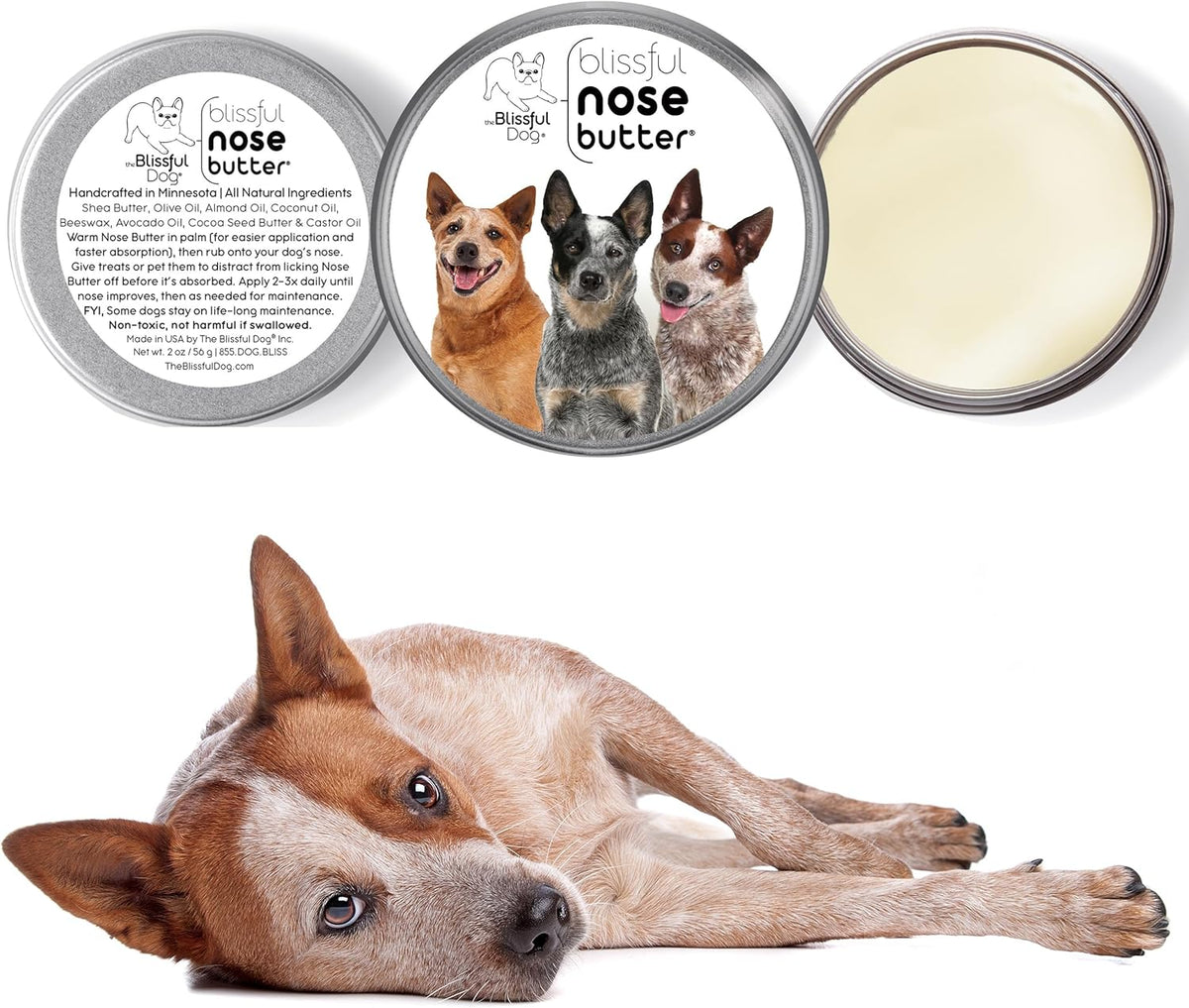 The Blissful Dog Australian Cattle Dog Unscented Nose Butter - Dog Nose Butter, 4 Ounce