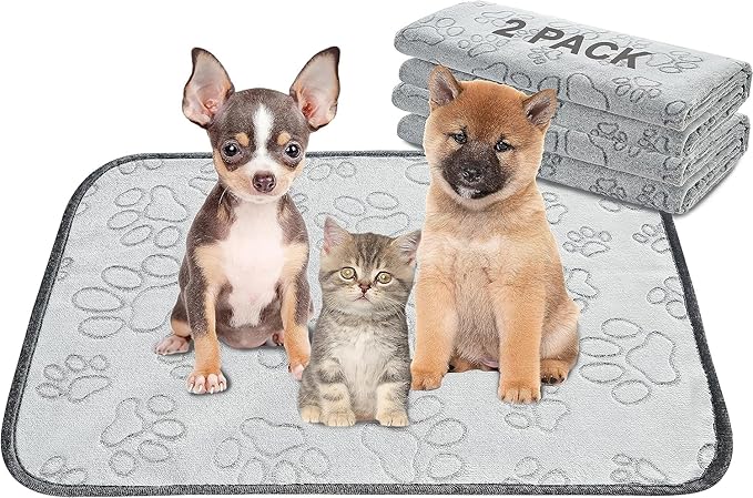 Qeils Reusable Puppy Pads, 2 Pack Washable Pee Pads for Dogs, Waterproof Non Slip Wee Wee pad, Absorbent and Leakproof Training Mats for Potty, Crate, Playpen, Bed, Sofa, 18"x 24"