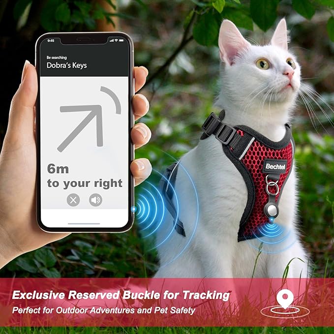 at Harness and Leash for Walking Escape Proof Soft Adjustable Cat Leash Breathable Honeycomb Structure Comfortable Vest Easy to Wear Kitten Harness for Outdoor Travel, Honeycomb Red, M