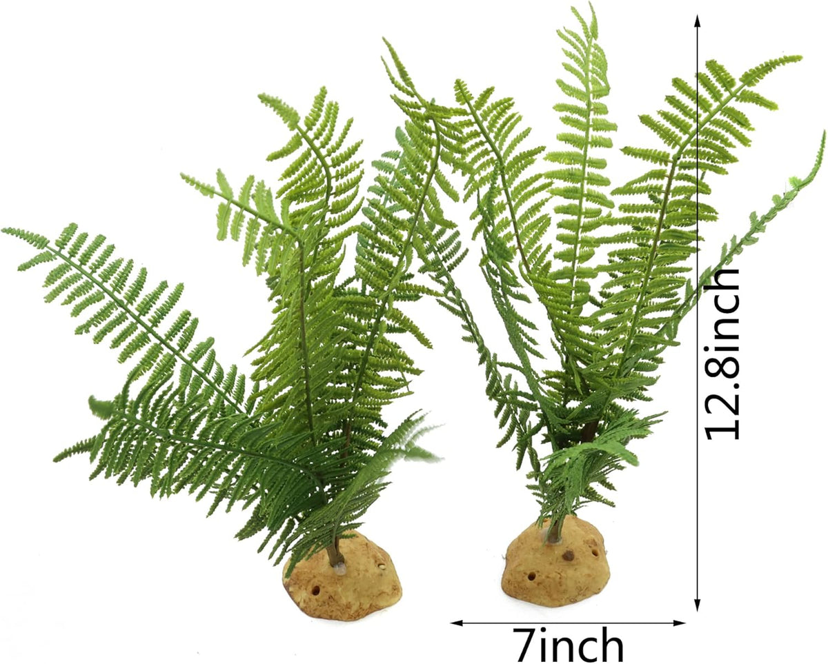 JIHAQUA Fake Fern Plants, Reptile Plastic Terrarium Decor, Reptiles Amphibians Tank Accessories for Crested Gecko Leopard Lizard Chameleon