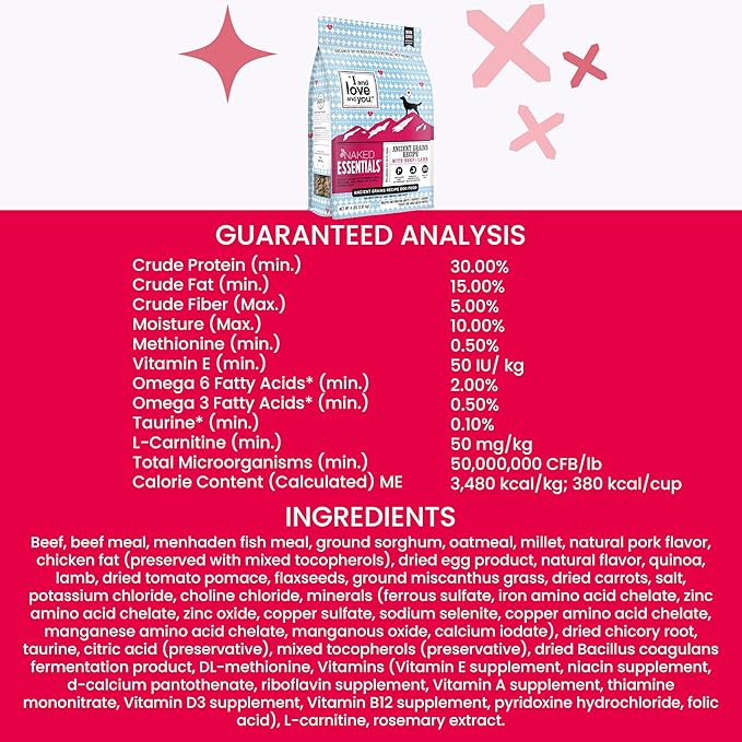 I and love and you Naked Essentials Ancient Grains Dry Dog Food - Lamb + Beef - High Protein, Real Meat, No Fillers, 4lb Bag