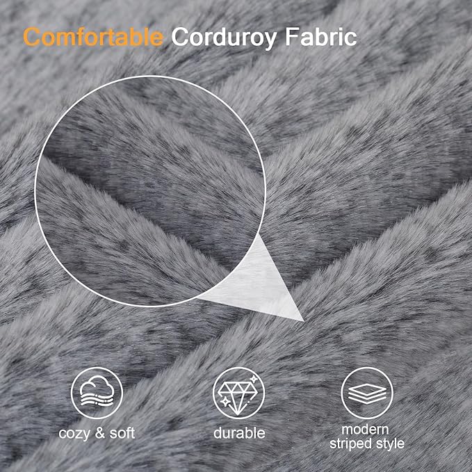 COMAX Convertible Sofa Bed, Folding Floor Couch Corduroy Fold Out Couch Bed Futon Sleeper Mattress with Pillows, Boneless Sofa Comfy Lounge Loveseat for Living Room Bedroom, Snow Grey