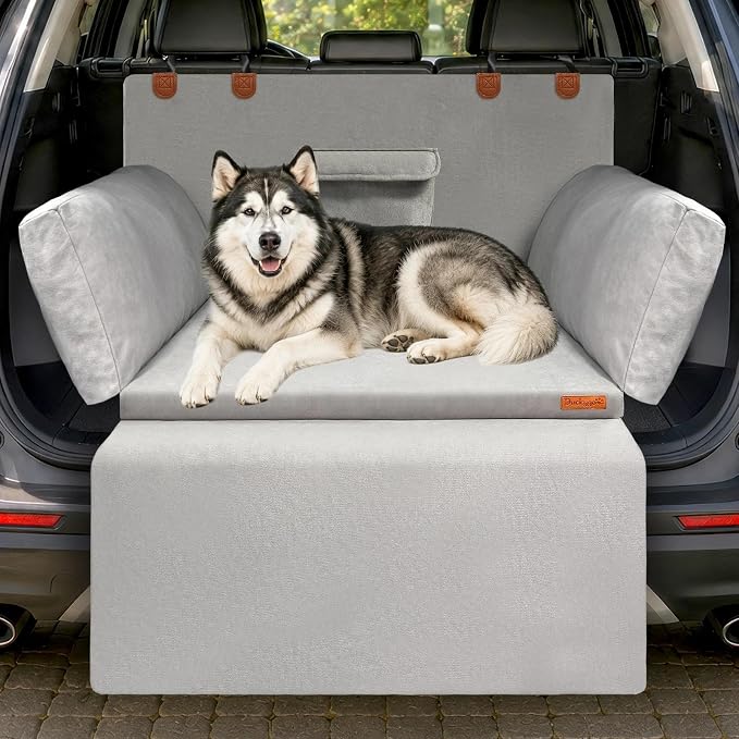 SUV Cargo Liner for Dogs, Waterproof-Coated Dog Trunk Cover, Large | Suede orthopedic SUV dog bed memory foam waterproof pet cargo cover, machine washable, non-slip, 33 x 35 in