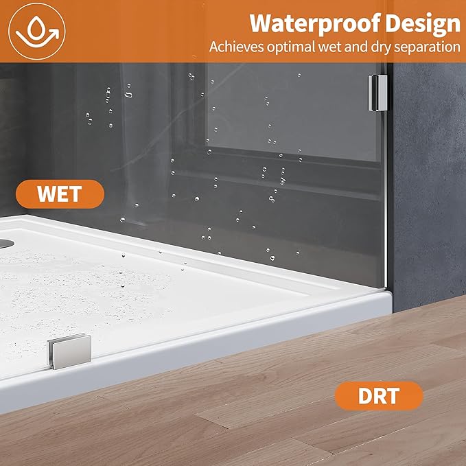 Shower Glass Panel, 28.5" W x 78.75" H Fixed Shower Screen Panel