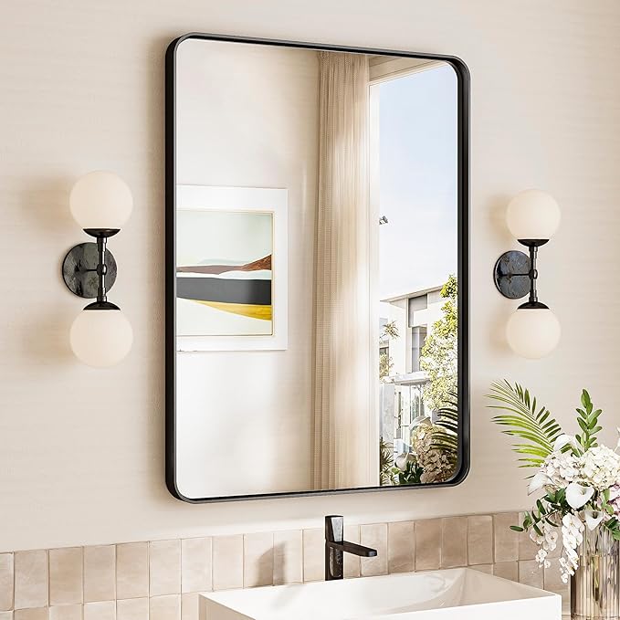 TokeShimi 24x32 Black Bathroom Mirror, Bathroom Vanity Mirror