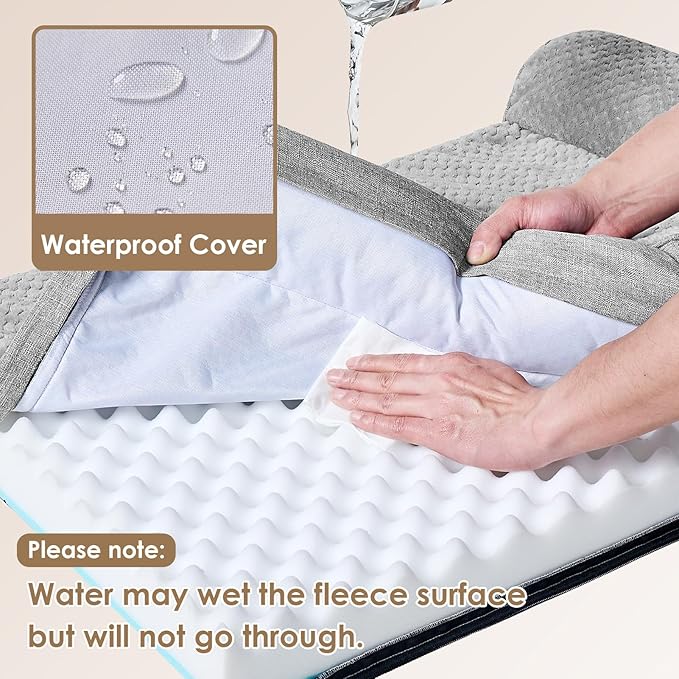 EHEYCIGA Memory Foam Dog Bed for Crate, L Plus Orthopedic Dog Bed, Grey | Washable Removable Cover, Waterproof Flat Pet Sofa Couch with Nonskid Bottom, 41x27x6.5