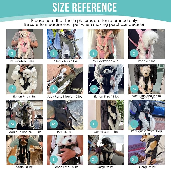 Lukovee Dog Backpack Carrier, Adjustable Front Carrier for Small Breeds | Legs Out Easy-fit, Hands Free, Lightweight, Dog Chest Pack for Hiking Travel Cycling Outdoor (B,Small)