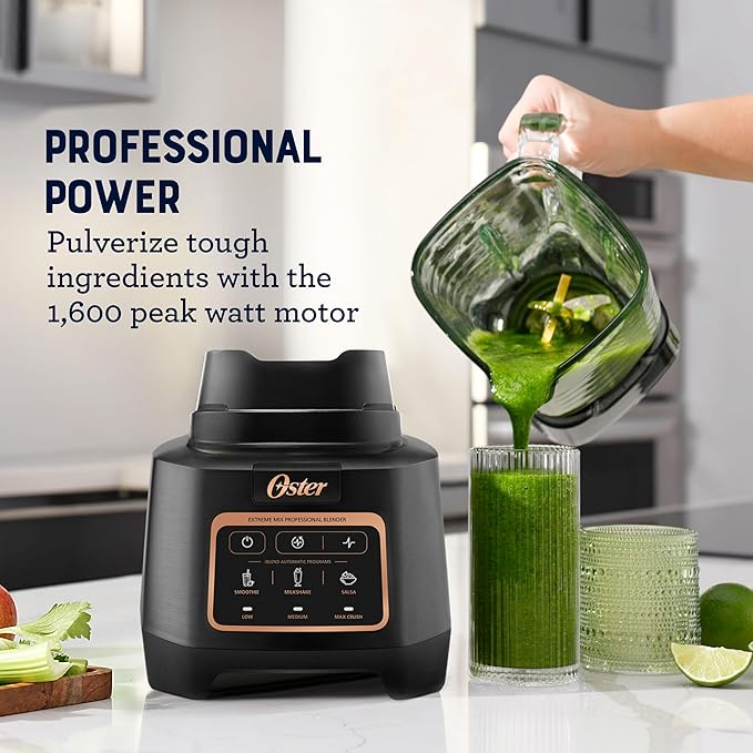Oster Extreme Mix Blender, 64oz Glass Jar, 3 iBlend Preset Functions, 1600-Watts