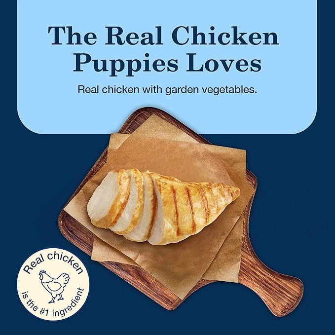 Blue Buffalo Homestyle Recipe Puppy Wet Dog Food, Made with Natural Ingredients, Chicken Dinner with Garden Vegetables & Brown Rice, 12.5-oz Cans (12 Count)
