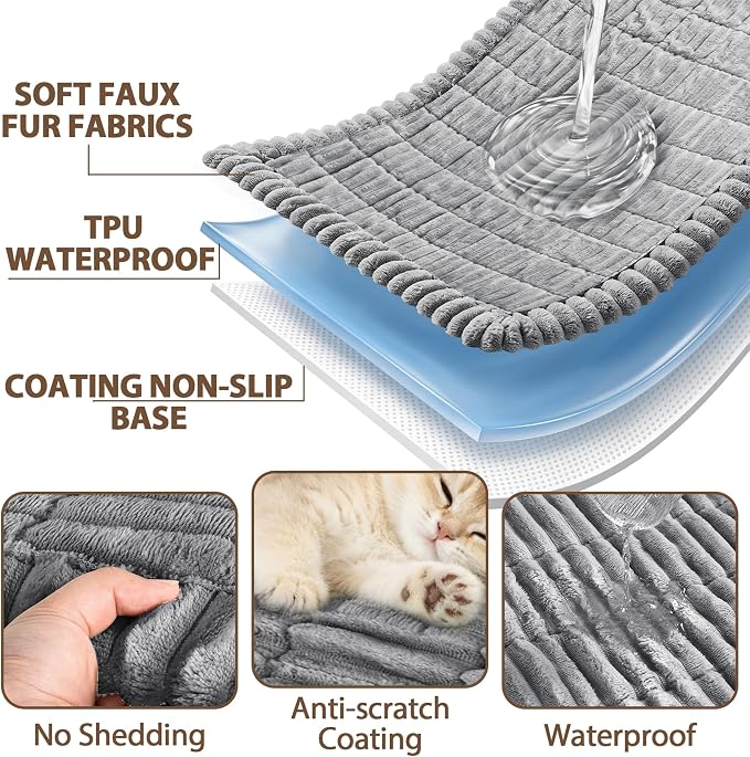 FUANGUI Waterproof Couch Cover Sofa Cover for Dogs and Pets Sofa Protector | Non-Slip Washable Fuzzy Soft Cat Bed Sofa Slipcover for 2-3 Cushion Couch Sofa Pet Friendly, Grey, 27.6" x 59.1", 1 pcs