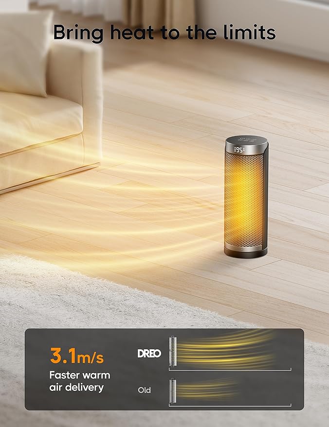 DREO Space Heater for Bathroom and Indoor, 70°Oscillating, 5 Modes, Remote for