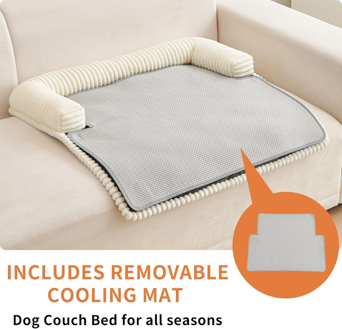 HAOMAIJIA Dog Couch Bed for Small Dogs, Non Slip Pet Couch Covers for Sofa Thick Soft Washable Dog Couch Cover Protector All Seasons Universal Dogs and Cats Bed Mat (Grey, Small)