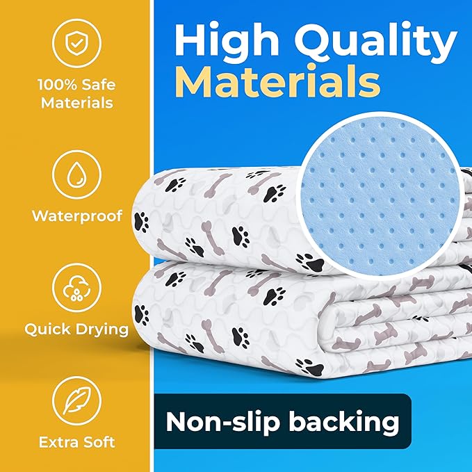Washable Pee Pads for Dogs - Waterproof Reusable Puppy Pads with Anti-Slip Backing, Pet Training Pad for Puppy Playpen, Crate, Whelping Box, Potty Training (Pack of 6-34x36)