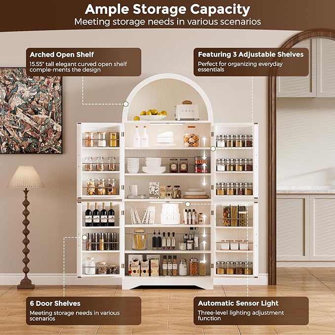 Arched Kitchen Pantry Cabinet
