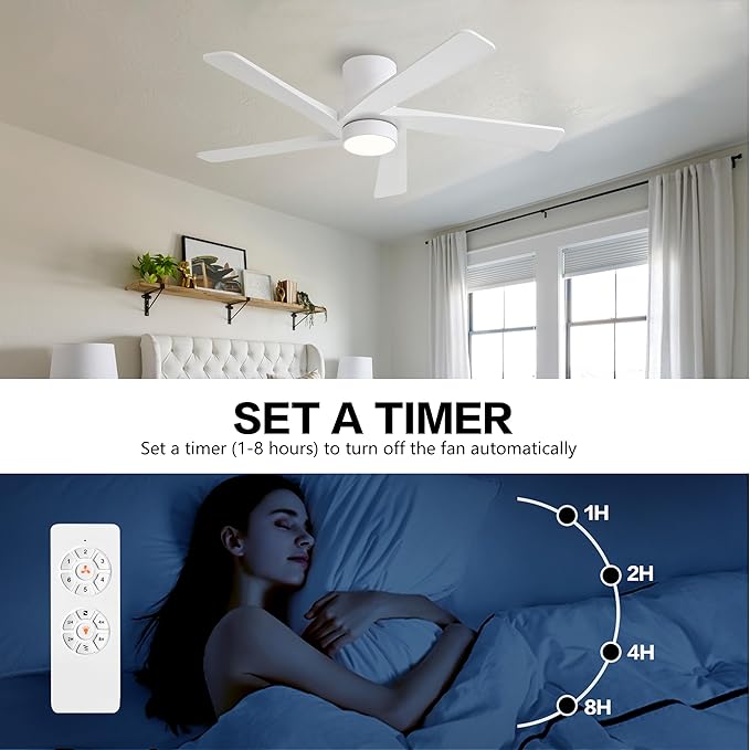 WINGBO 54 Inch Flush Mount DC Ceiling Fan