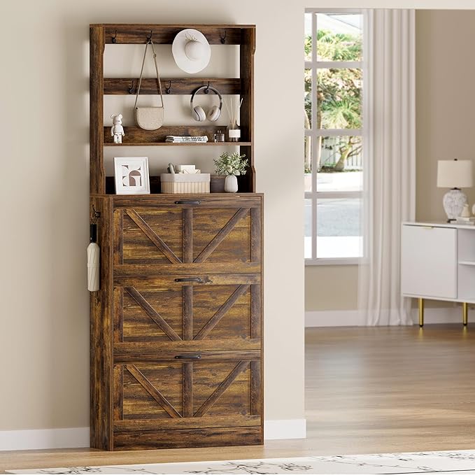 EOYUTLLY Shoe Cabinet Storage for Entryway, Narrow Shoe Rack Cabinet