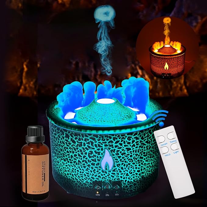 BOHOFAM Aroma Essential Oil Diffuser 360 ML, Volcano and Flame