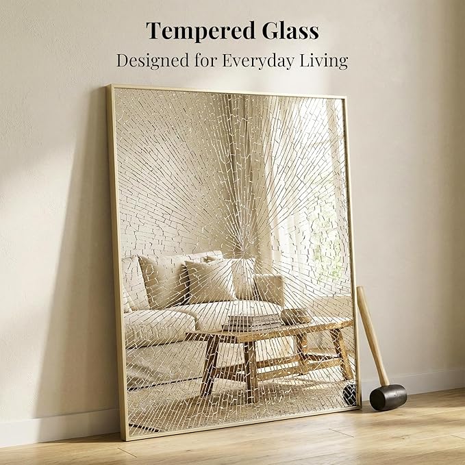 30"x36" Gold Bathroom Mirror for Wall, Metal Framed Vanity Mirror, Large