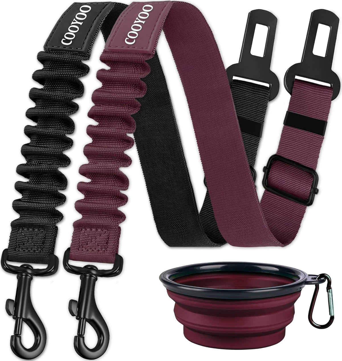 COOYOO Dog Seat Belt,3 Piece Set Retractable Dog Car Adjustable Seatbelts for Vehicle Nylon Pet Safety Heavy Duty & Elastic & Durable Car Harness for Dogs