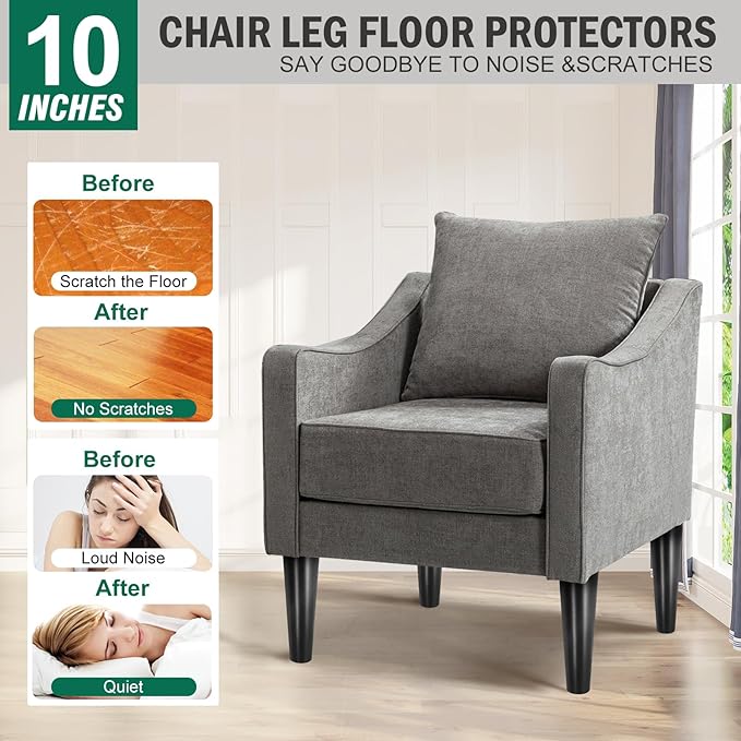 FoDau770 Black Rubber Wood Furniture Legs 10 Inches, Straight Tapered Wood Feet Mid Century Sofa Legs Set of 4, 5/16" UNC Furniture Feet for Cabinet Couch Dresser Chair Ottoman Table