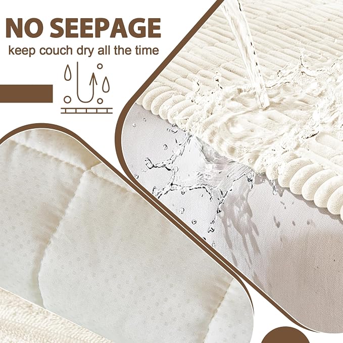 FUANGUI Waterproof Couch Cover Sofa Cover for Dogs and Pets Sofa Protector | Non-Slip Washable Fuzzy Soft Cat Bed Sofa Slipcover for 2-3 Cushion Couch Sofa Pet Friendly, Beige, 27.6" x 70.9", 1 pcs