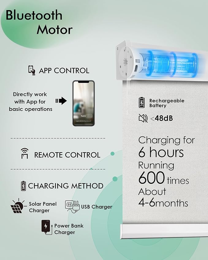Yoolax Motorized Blinds with Remote, Automatic Roller Shades Cordless Electric