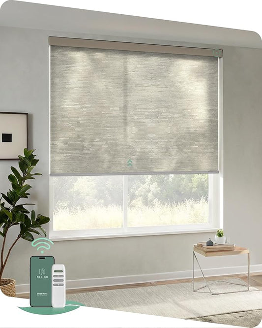 Yoolax Motorized Blinds with Remote, Light Filtering Remote Shades