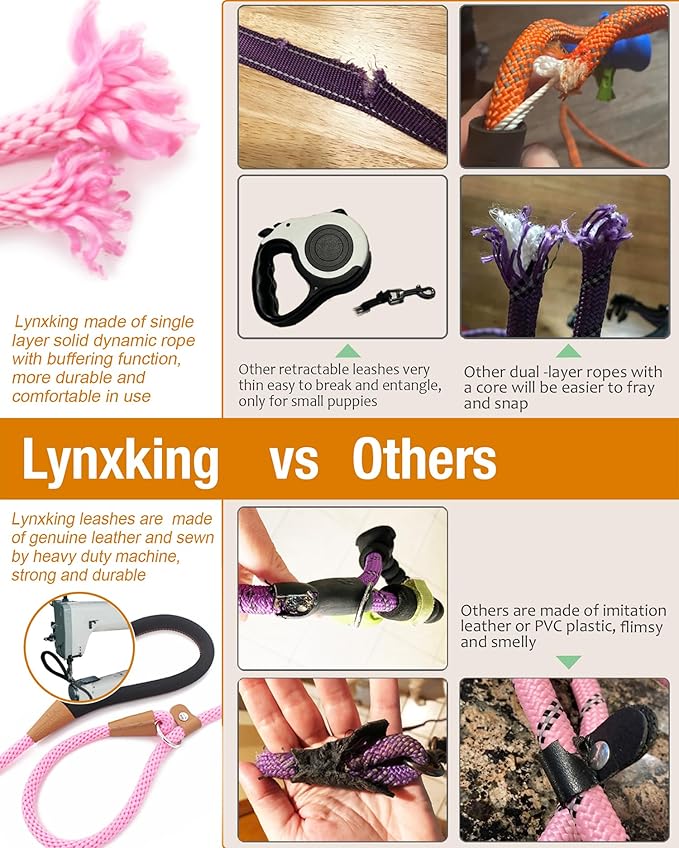 lynxking Dog Leash Slip Lead 5 6 8 FT Dog Training Leash Strong Heavy Duty Braided No Pull Training Lead Leashes for Small Medium Large Dogs