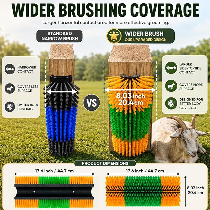 Livestock Scratching Brush 1-Pack — Cattle Horse Goat Pig Sheep Grooming Post, High-Visibility Animal Scratcher, Stress Relief Goat Toys for Summer Itch & Shedding