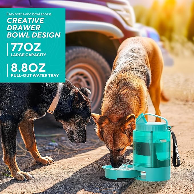77oz Portable Dog Water Bottle, Large Travel Water Bowls for Dogs Camping Essentials Hiking Park Traveling Beach Walk Accessories, Dog Water Bowl Dispenser with Pull-Out Drinking Bowl, BPA Free