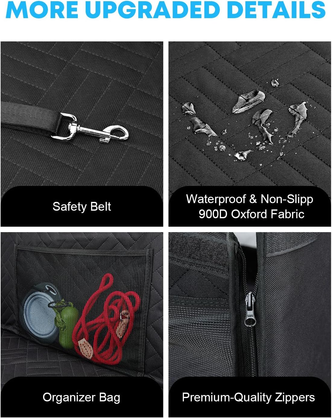 Kohree Dog Car Seat Cover for Medium Large Dogs, Hard Bottom Dog Car Seat Cover for Back Seat Waterproof 600D Car Hammock for Dogs Pet Back Seat Extender for Cars SUV Truck-Upgraded Version