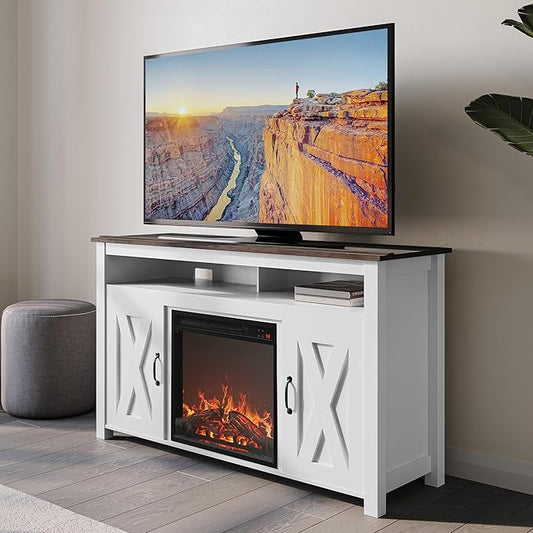 BELLEZE Modern 48" Barn Door Wood TV Stand