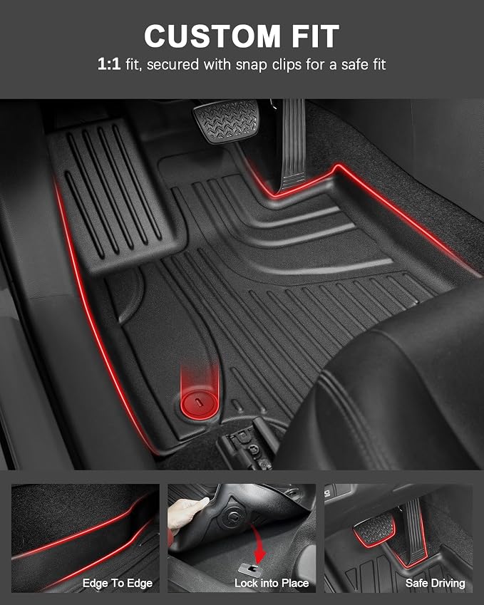 11 PCS Floor Mats for 2025 2026 Kia Carnival Hybrid 8-Seater (Not for Gas) - All Weather TPE Floor Liners Cargo Liner with Backrest Mats Carnival Accessories Custom Fit Trunk Mats Full Set, Black