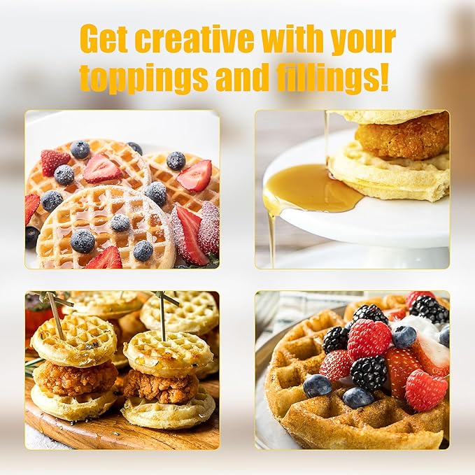 OSTBA Mini Waffle Maker: 750W Powerful Heating, Cooks 8 Waffles at Once