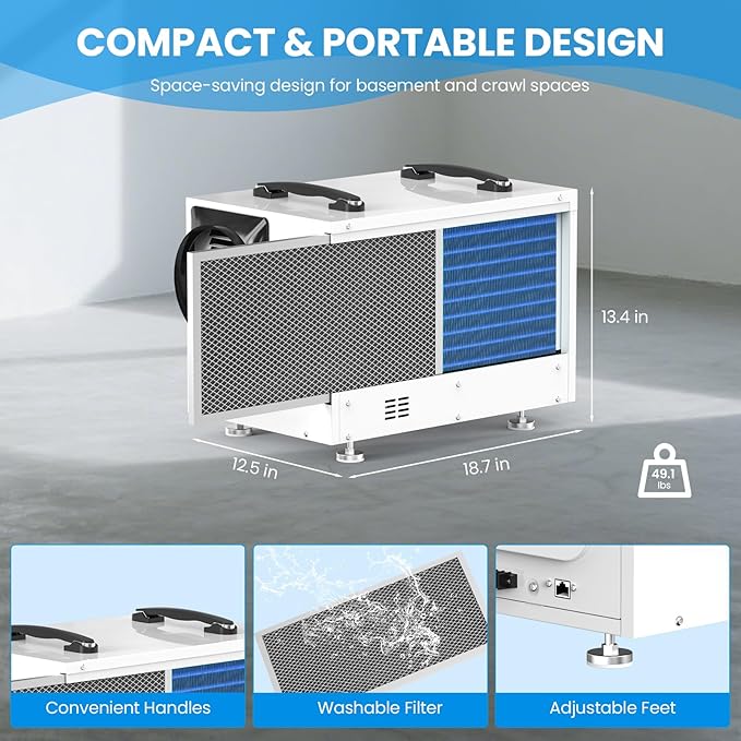 CADPXS Crawl Space Dehumidifier, 125 Pints Commercial Dehumidifiers
