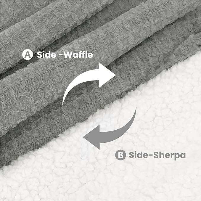 Heated Blanket Electric Blanket Queen Waffle, 84x90 Inches Sherpa Fleece Fast