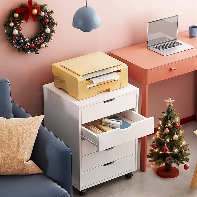 DEVAISE 5-Drawer Chest, Wood Storage File Cabinet