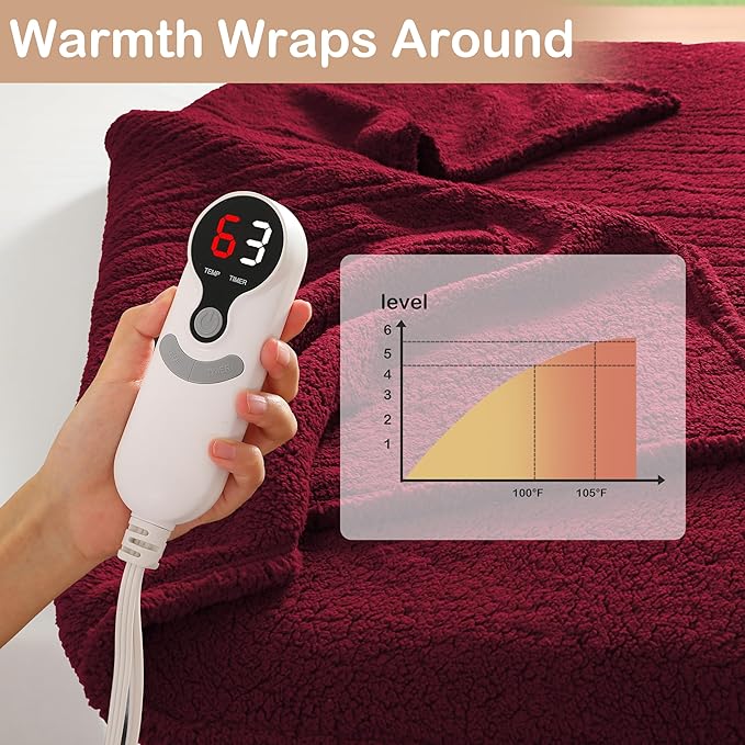 Electric Heated Blanket Full Size 72"×84"
