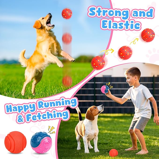 Dog Balls 6 Pack, Puppy Toys for Small & Medium Dogs, Interactive Dog Fetch Ball, Squeaky Chew Toys for Teeth/Slow Feeder/IQ Training/Playing, Dog Toys to Keep Them Busy