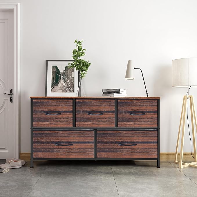 Dresser for Bedroom with 5 Drawers, Chest of Drawers, Storage Drawers Organizer
