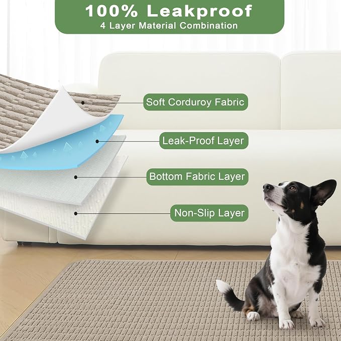 Washable Pee Pads for Dogs Puppy Pad, Brown 60”x60” 1 Pack | High Absorbent Dog Pee Pad Leak Proof Cat Rugs, Reusable Non Slip Pet Mat, Wee Wee Pads for Training, Crate and Floor