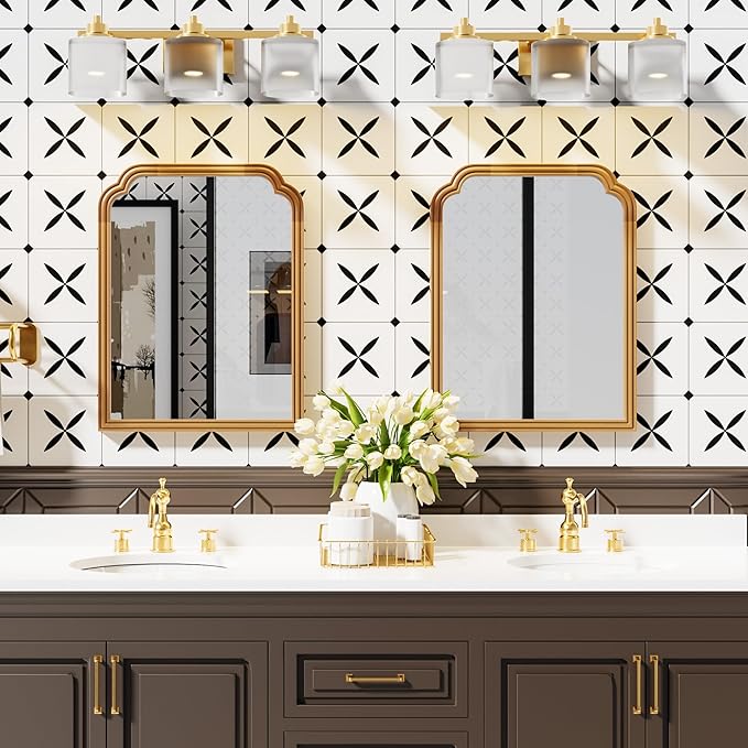 Wood Frame Wall Mirror Decor for Small Bathroom Vanity Entryway, Living Room or