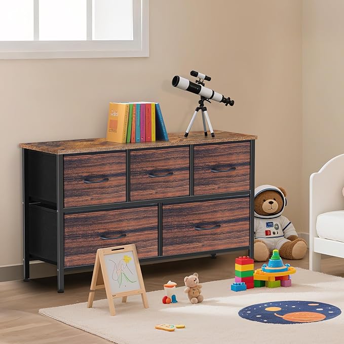 Dresser for Bedroom with 5 Drawers, Chest of Drawers, Storage Drawers Organizer