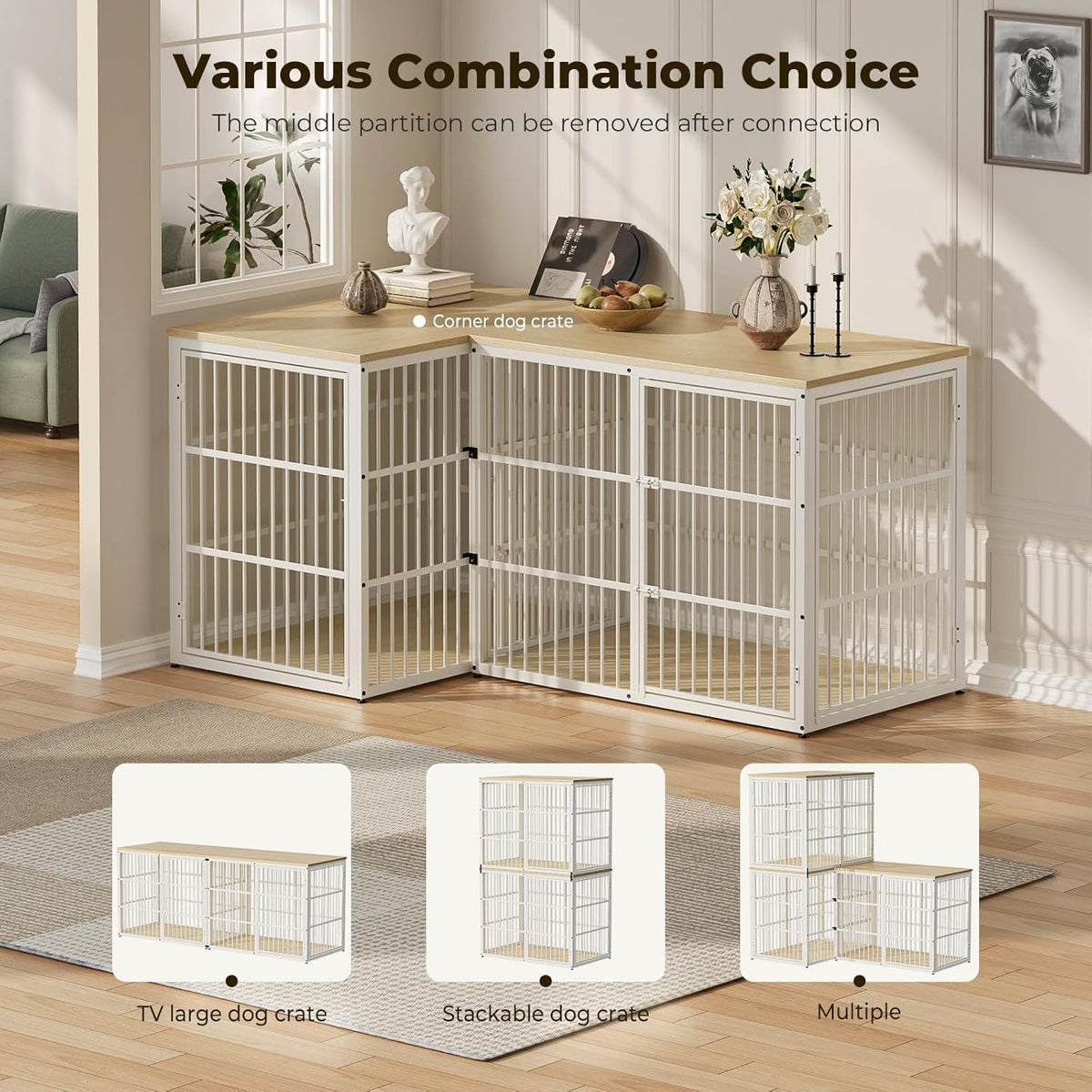 Lyromix 48'' XXL Dog Crate Furniture with 3 Doors. A thoughtful pick for calmer daily routines.