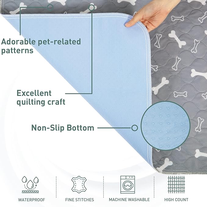 Eterish Reusable Washable Pee Pads for Dogs Extra Large 36'' x 48'' 2 Pack, Absorbent Pet Puppy Dog Training Pads Non-Slip, Waterproof Whelping Potty Pads for Dogs Leak-Proof
