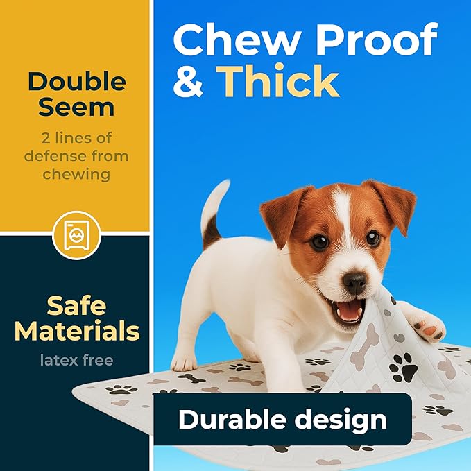 Washable Pee Pads for Dogs - Waterproof Reusable Puppy Pads with Anti-Slip Backing, Pet Training Pad for Puppy Playpen, Crate, Whelping Box, Potty Training (Pack of 6-34x36)