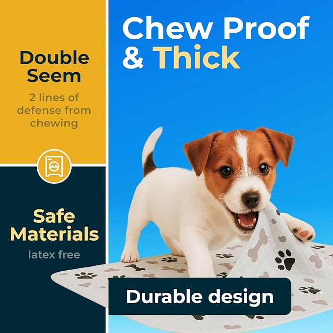Washable Pee Pads for Dogs - Waterproof Reusable Puppy Pads with Anti-Slip Backing, Pet Training Pad for Puppy Playpen, Crate, Whelping Box, Potty Training (Pack of 2 - 30x34)