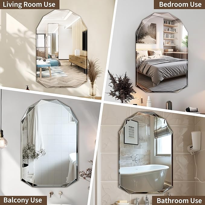 Suidia Bathroom Mirror, Frameless Bathroom Mirror