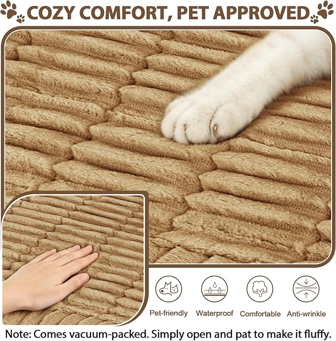 FUANGUI Waterproof Armrest Couch Cover for Dogs,27.6" x 27.9", Beige | Non-Slip Backrest Cover Recliner Chair Protector, Fuzz Soft Armchair Armrest Cover Washable Couch Covers Sofa Pet Friendly